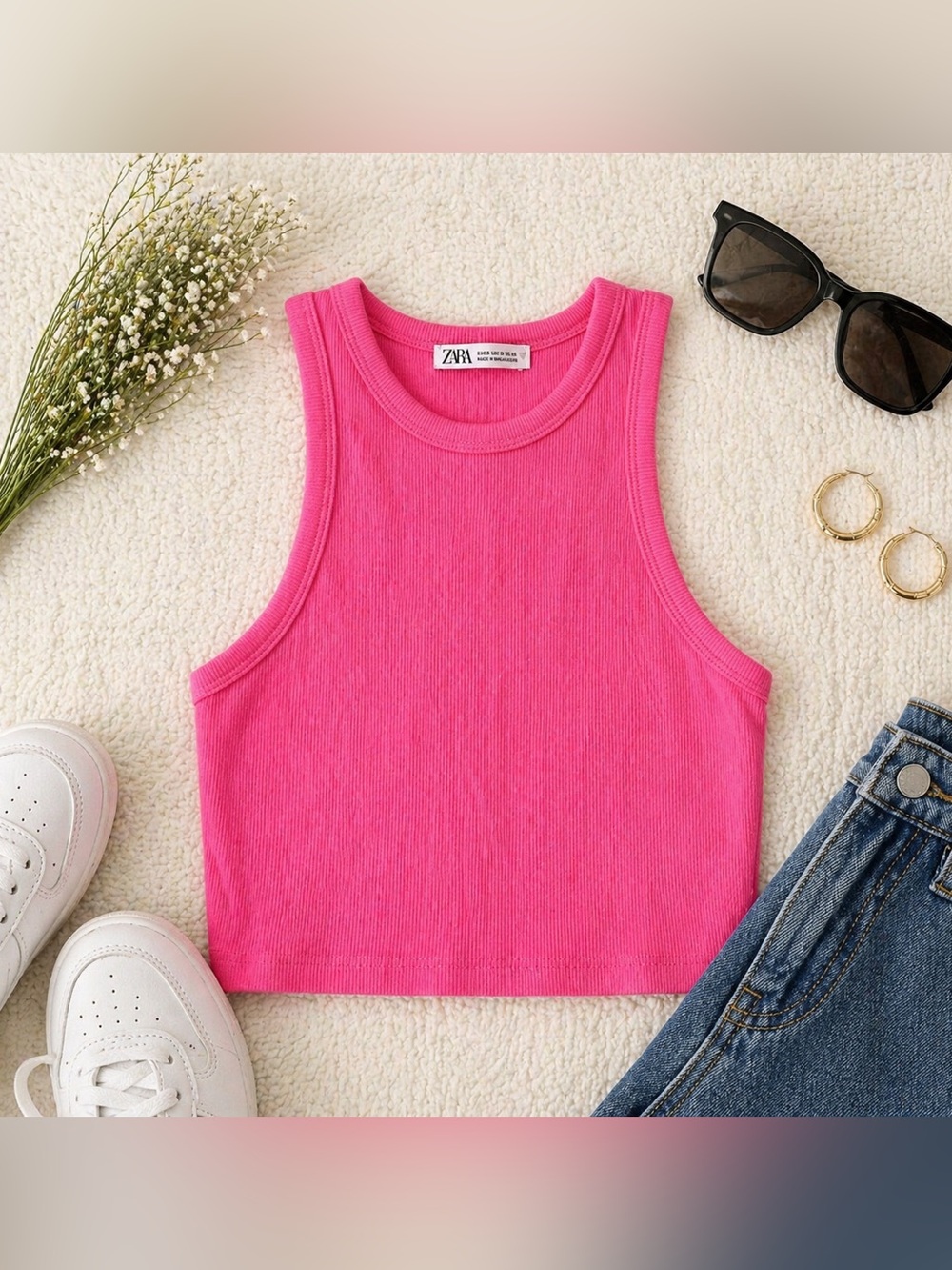 Zara Women’s Pink Cropped Top Size S